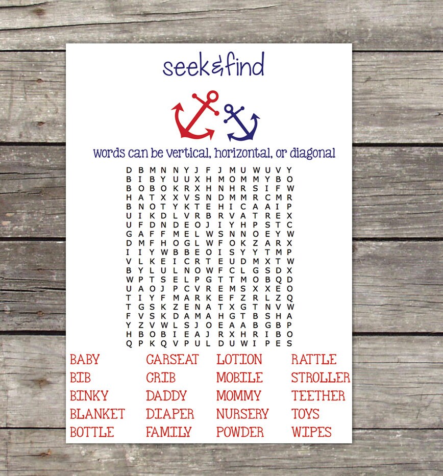 printable nautical baby shower word search seek and find game