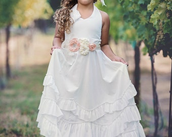 flower dress boho beach ivory rustic dresses junior bridesmaid