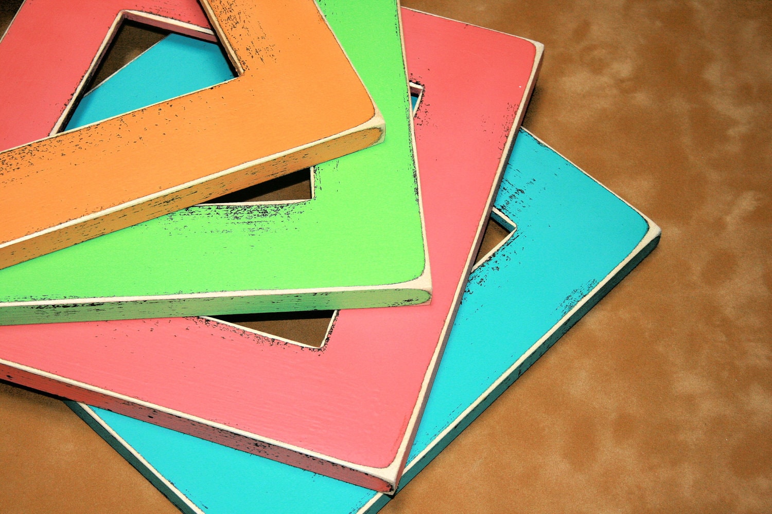 5x7 picture frame package set 3 Three colored distressed