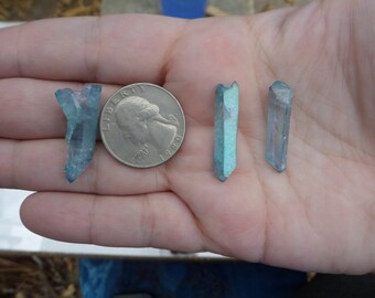 1pc Aqua Aura Crystal Points