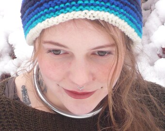 Vegan Knit Headband Knitted Earmuffs Handmade Earwarmer Boho Messy Bun Hat, Deep whispers of sea, a tearful cloud and the ache of the storm.