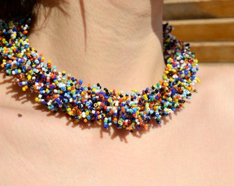 Bohemian Necklace, bead necklace,, Women's Day, Multicolor