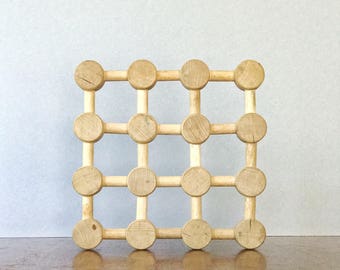 Vintage Nissen Denmark Blonde Hardwood Trivet Tinkertoy Style Grid