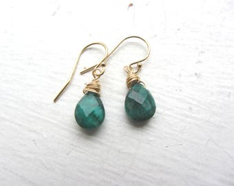 Emerald 14k Gold Earrings, Emerald Earrings, 14k Gold Earrings, Gemini Birthday, May Birthday Gift, Mothers Day,
