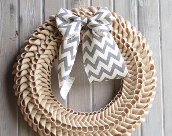 Burlap Wreath, Folded burlap wreath, All Year-round Wreath, Neutral Wreath, Swedish Braid Wreath, All-season wreath