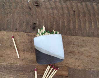 Ceramic Matchstick holder- Strike on side- White- small jar