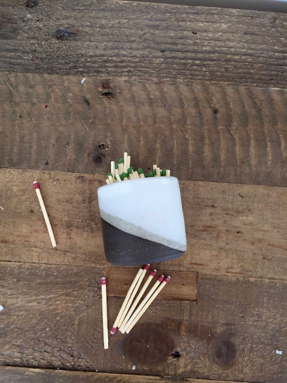 Ceramic Matchstick holder- Strike on side- White- small jar