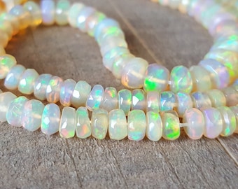 Fiery Ethiopian Welo Opal Faceted Rondelle Beads - 3mm, 4mm, 5mm, 6mm - Destash