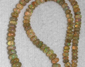 Opal, Ethiopian Opal, Grade A, Smooth Heishi, Natural Stone, Semi Precious, Gemstone Bead, Gold Stone, Half Strand, 5-9mm, AdrianasBeads
