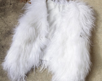 Adorable Vintage White Curly Lamb Fur Vest Small