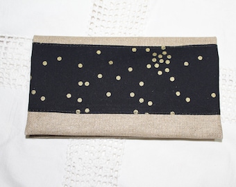 Checkbook linen glittery gold and black and gold pattern