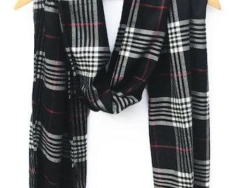 Black or Navy plaid scarf