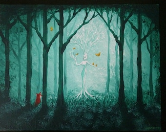 The Fox in the Forest Original Acrylic Painting
