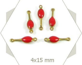 10 mini connectors enamelled drops red GE07
