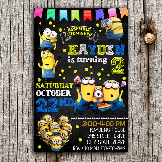 Minion Invitation Minion Birthday Invitation Minion Minion