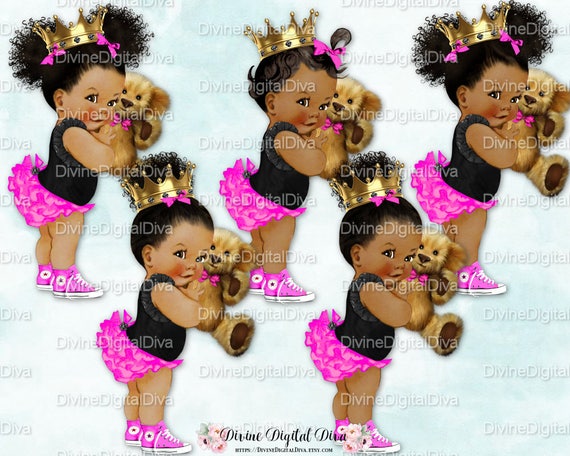 Princess Ruffle Pants Hot Pink Black Gold Crown Teddy Bear