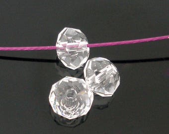 Set of 10 clear 4mm faceted glass Crystal beads