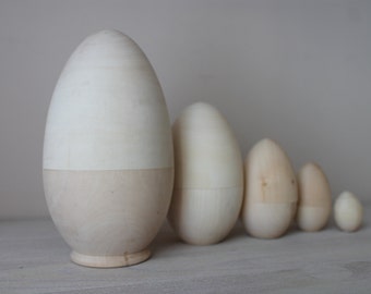 Hollow Wooden Eggs / 5 in 1 / 6,3 inch / Wooden Egg