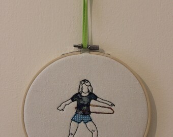 Hoola Hooping Girl in Embroidery Hoop