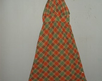 SUMMER BREEZE 1970s Vintage Halter Dress