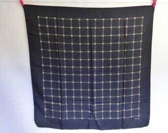Vintage Black Silk Scarf Olmo Geometric 86cm x 84cm