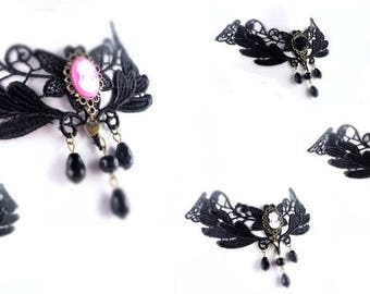 Necklace, necklace, vintage-style goiter tape, gothic, various colors