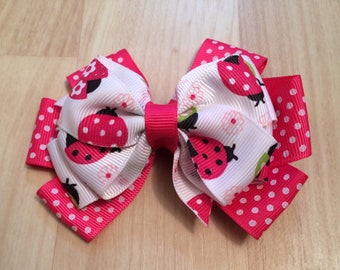 Ladybug Hair Bow - Pink Ladybug Toddler Hair Bow - Ladybug First Birthday Bow