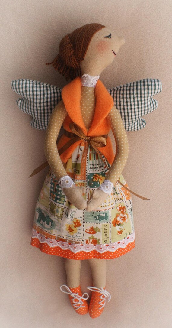 DIY Cloth doll Kit Orange Angel Artistic fabric toy rag doll