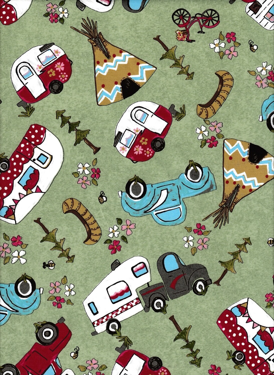 Glamping Gypsies / Camping Fabric / Camper Fabric / Vintage Camper
