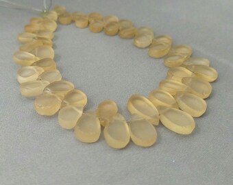 61ct Matte Finish Citrine Pear Briolette Drop Beads Natural Citrine Full 7" Strand Free Ship CT2D0F0001