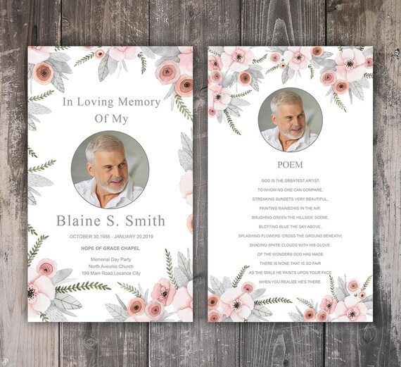 Funeral Prayer Card Template Editable MS Word & Photoshop