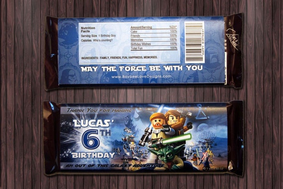 Star Wars 1 Birthday Party Candy bar wrapper custom diy