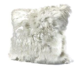 20" x 20" White alpaca cushion