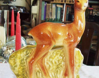 vintage deer planter, deer vase, wildlife decor