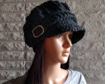 Women's newsboy hat, charcoal pageboy, women's hat with brim, women's accessories, gifts for her, fall, winter and spring fashion
