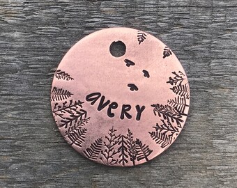 Dog Tags, Dog Tags for Dogs, Dog Tag, Trees and Birds, Personalized Dog Tag, Pet Id Tag, Custom Dog Tag, Pet Supplies, Hand Stamped Dog Tag