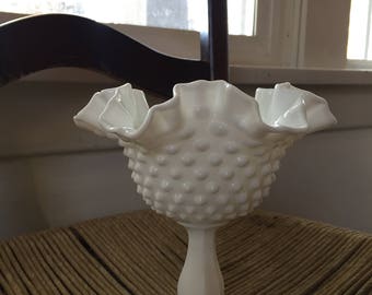 Hobnail Milk Glass Pedestal Dish