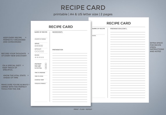 recipe cards printable recipe card template recipe sheet how to make a recipe card