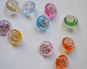 set of 6 fancy translucent 12 mm bow buttons