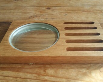 NEW....Spinning top Spin station! Oak spin station.