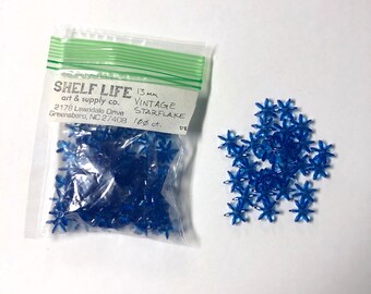 Vintage Starflake Snowflake BEADS 13mm 100 ct. Dark Blue