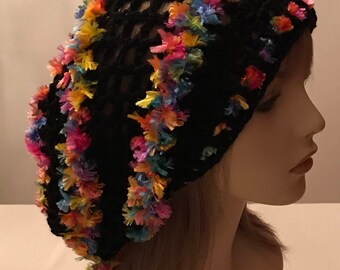 Black with Ribbon Dread Slouchy Hat
