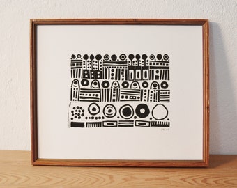 muster · original Linolschnitt · limitiert · Din A4