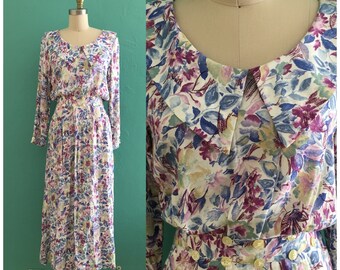 vintage 80's floral spring dress