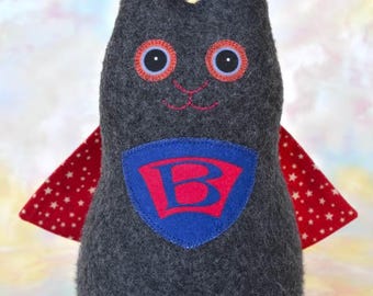 Handmade Wonder Bunny Rabbit Stuffed Animal, Charcoal, Royal Blue, Red, Plush Kids Baby Toddler Toy, Hug Me Bunny, Personalized Tag, 9 in