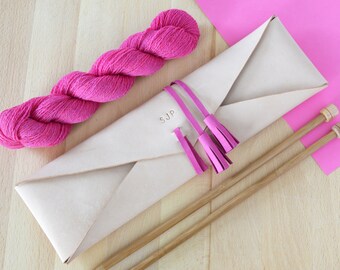 Personalised Leather Knitting Needle Organizer - Wallet With Bamboo Needles,Knitting Needle case,Knitting Needle Organiser,Personalised Gift