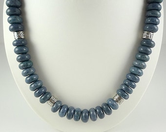 Blue Coral Necklace Natural Blue Coral Necklace Dusty Blue Coral Necklace Blue Coral Strand Short Coral Necklace Dusk Blue Coral Necklace