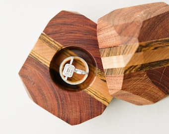 Faceted Wooden Ring Box/ Proposal Box/ Engagement Ring Box/ Jewelry Box/ Wedding Gift