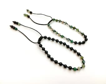 MOSS agate and glass friendship bracelets