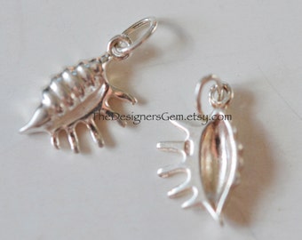 One Conch Sea Shell Charm in Sterling Silver